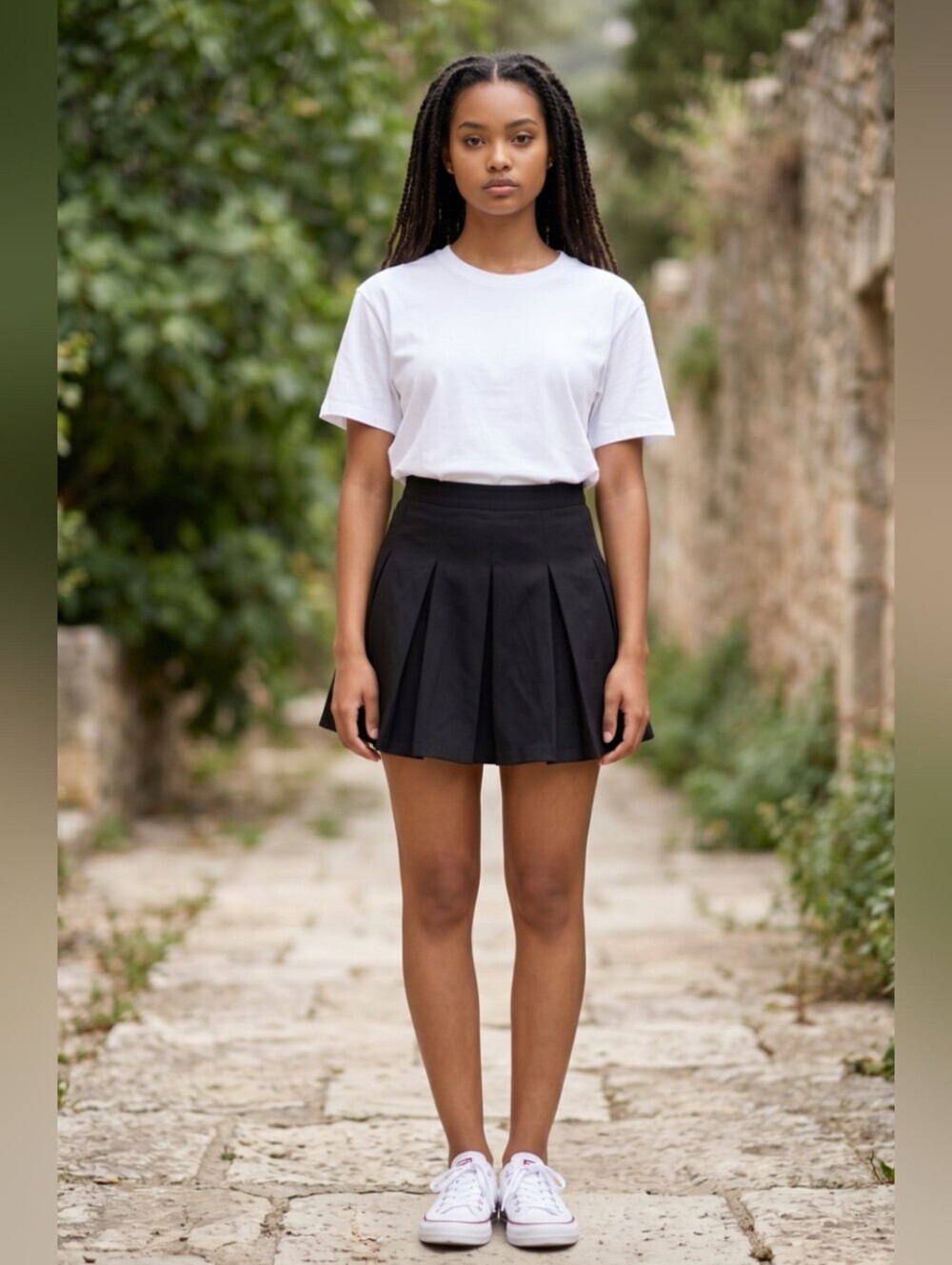 Tobi Black Mini Skater Skirt with Pleats